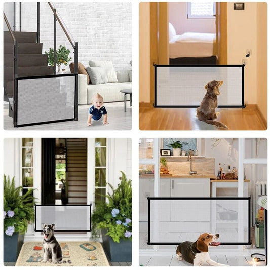 Poartă de siguranță pentru câini, Extensibilă 110-180 cm, Mesh Negru - 2