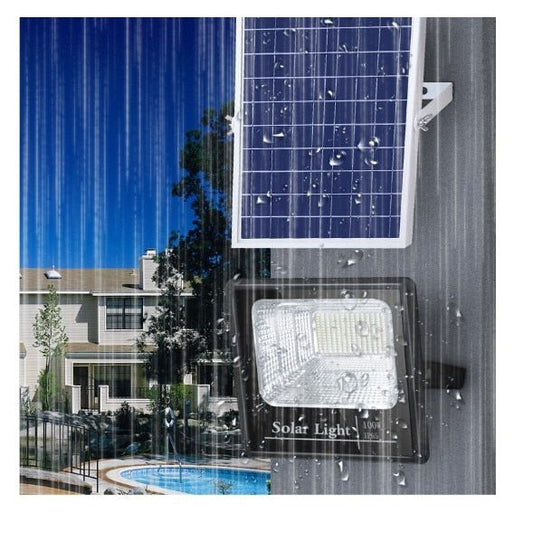 Proiector LED cu Încărcare Solară 300W (Panou Inclus, Telecomandă, Baterie 14AH) - 1
