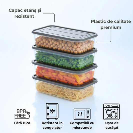Recipient de depozitare alimente cu capac, etanș, fără BPA, 2.4L - 2