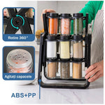 Set 18 Recipiente Condimente cu Suport Rotativ 360°, Negru - 3
