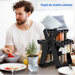 Set 18 Recipiente Condimente cu Suport Rotativ 360°, Negru - 4