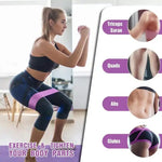 Set 3 benzi elastice de exerciții, textile anti-alunecare, pentru fese și picioare - 2