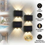Set 4 Aplice Solare de Perete, Lumină Caldă Up-Down, IP65, Negru - 1