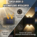 Set 4 Aplice Solare de Perete, Lumină Caldă Up-Down, IP65, Negru - 3