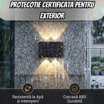 Set 4 Aplice Solare de Perete, Lumină Caldă Up-Down, IP65, Negru - 4
