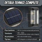 Set 4 Aplice Solare de Perete, Lumină Caldă Up-Down, IP65, Negru - 5