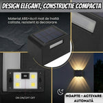 Set 4 Aplice Solare de Perete, Lumină Caldă Up-Down, IP65, Negru - 6
