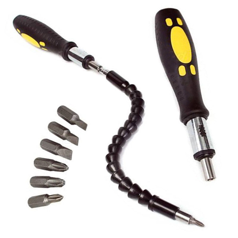Set extensor flexibil biți și șurubelniță cu clichet (8 piese) - 1