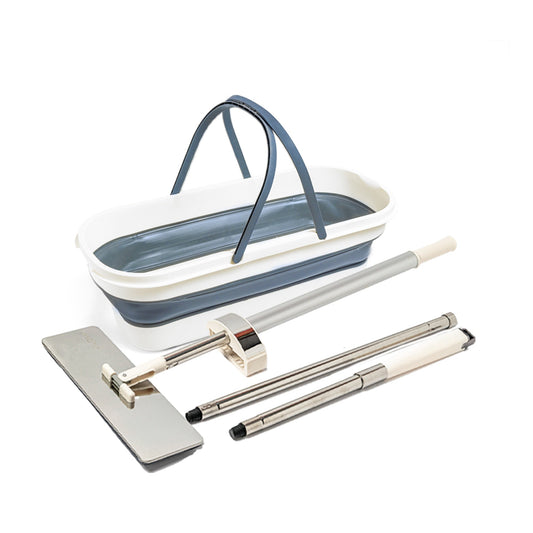 Set Mop Plat Profesional cu Sistem de Stoarcere și Găleată Pliabilă, 36 cm - 1