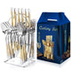 Set Tacâmuri din Inox 24 Piese cu Suport Organizator și Cutie Cadou