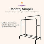 Suport Haine Metalic cu 2 Bare, 50kg, 150x110 cm, Negru - 5