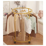 Suport Rotund Pentru Haine, Oțel Inoxidabil, Auriu, 130cm, Cu Roți - 3