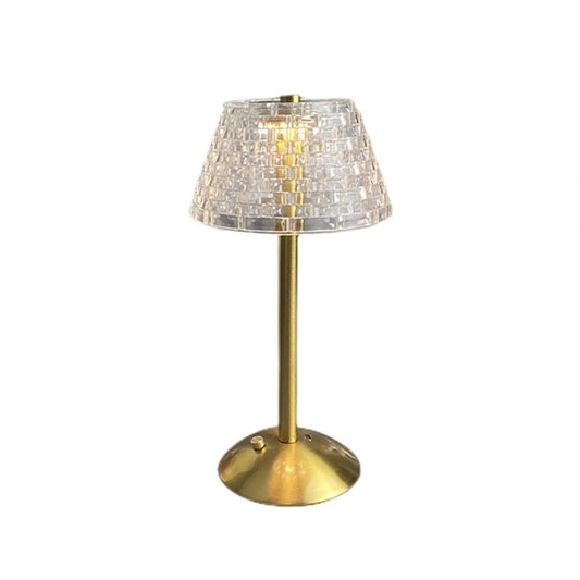 Veioză retro cu abajur din cristal, lampă de masă reîncărcabilă LED - 1