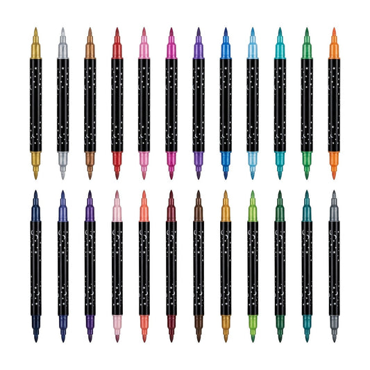 Set 24 carioci cu sclipici cu doua capete
