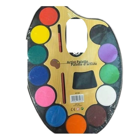 Paleta de pictor cu 12 acuarele si 2 pensule — Varianta 1