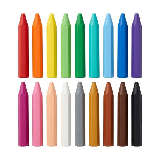 Set pasteluri uleioase pentru copii, bastonașe hexagonale mo — 18 culori