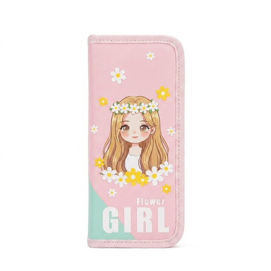 Penar textil pentru fetite, model Girl Flower — Roz pal