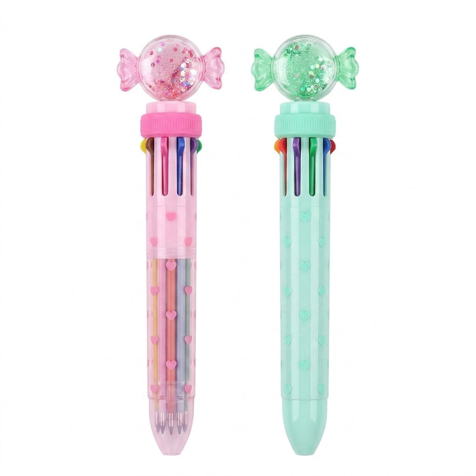 Set 2 pixuri cu bomboana cu sclipici: roz si verde menta