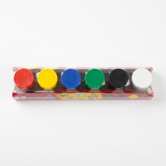 Set tempera in borcanele, cu pensula inclusa — 6 culori